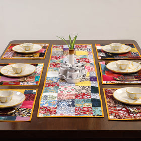 Multicolor - handcrafted cotton fusion table runner set