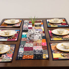 Multicolor - handcrafted cotton fusion table runner set