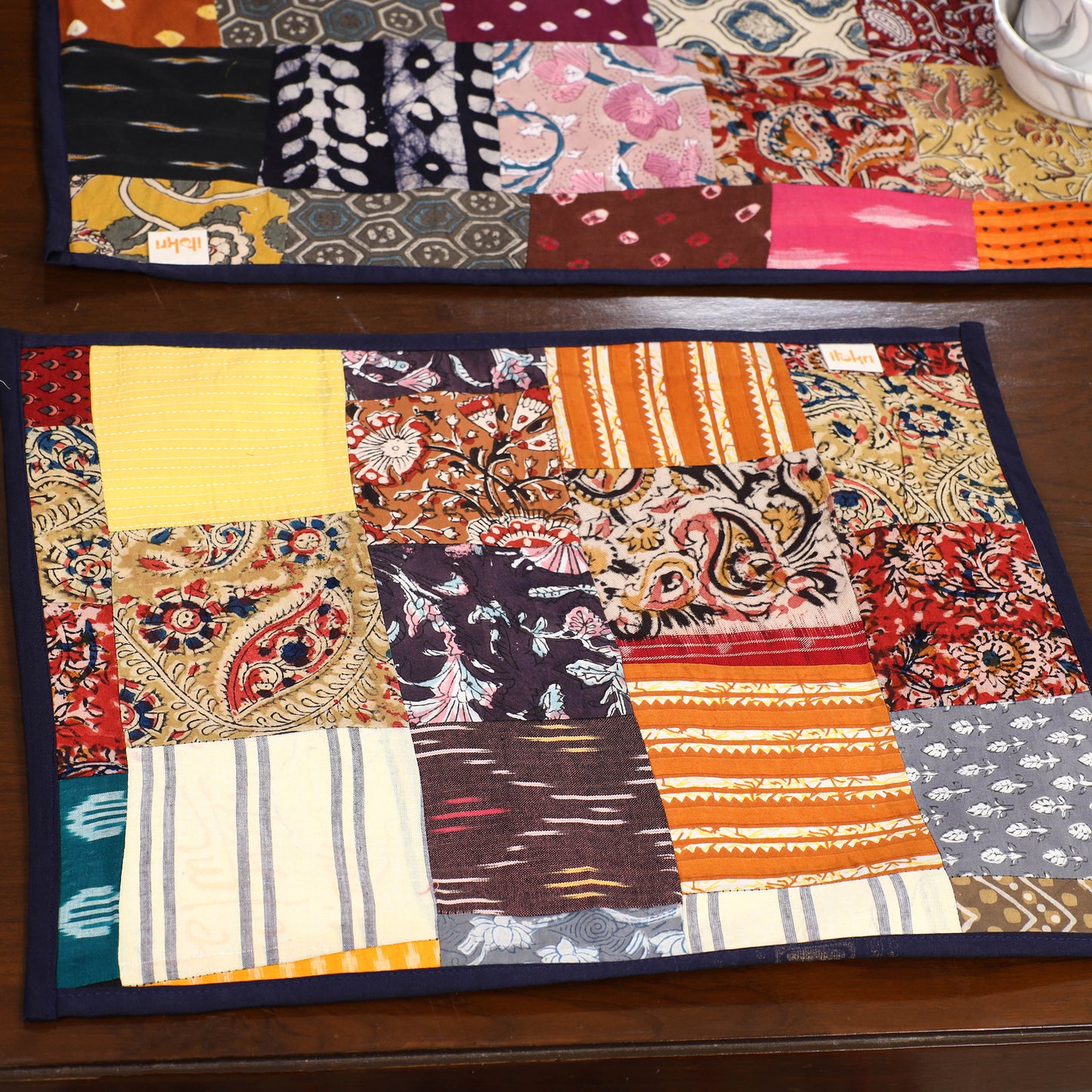 Multicolor - handcrafted cotton fusion table runner set
