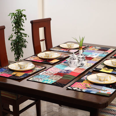 Multicolor - handcrafted cotton fusion table runner set