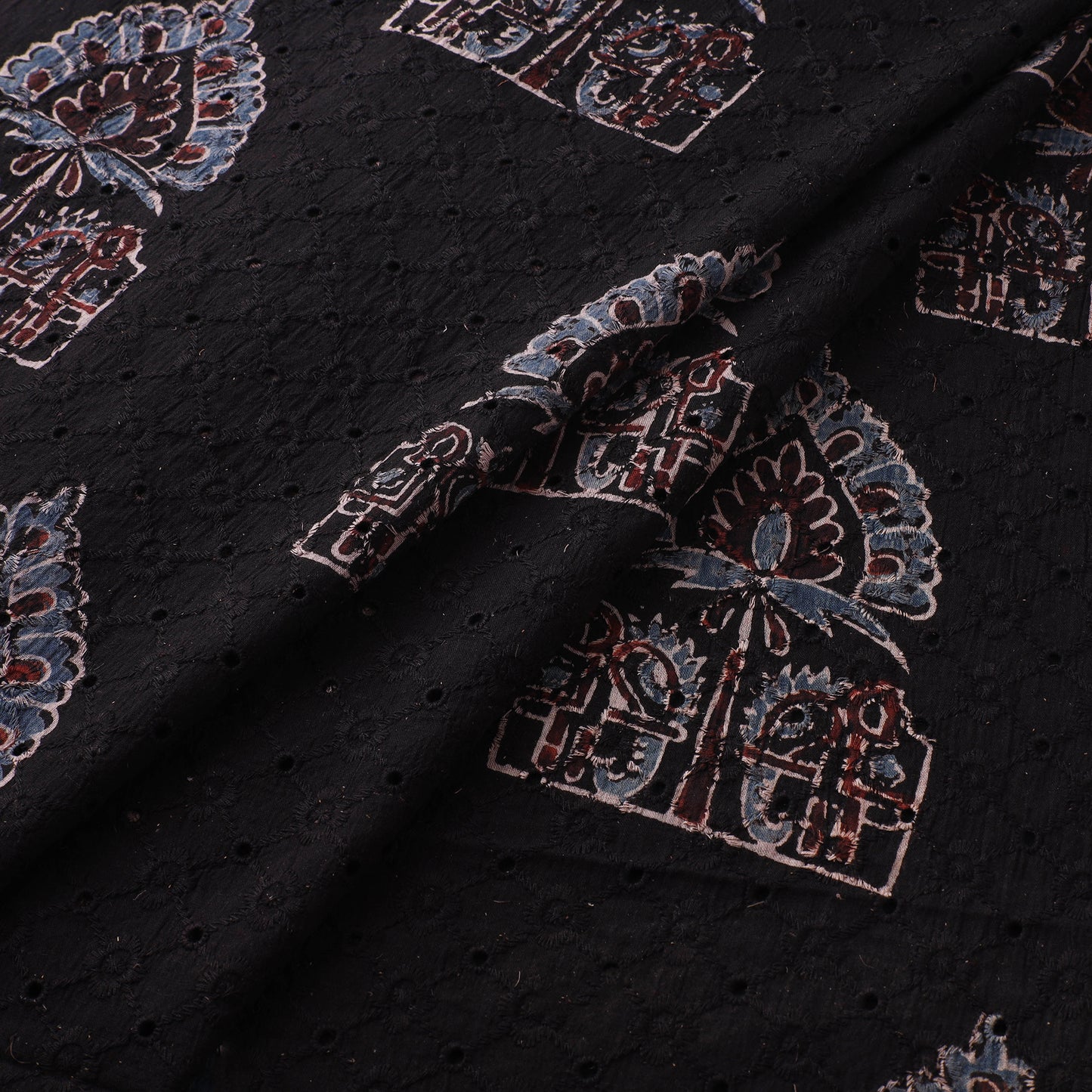 Hakoba Hand Block Ajrakh Print Natural Dyed Cotton Fabric 51