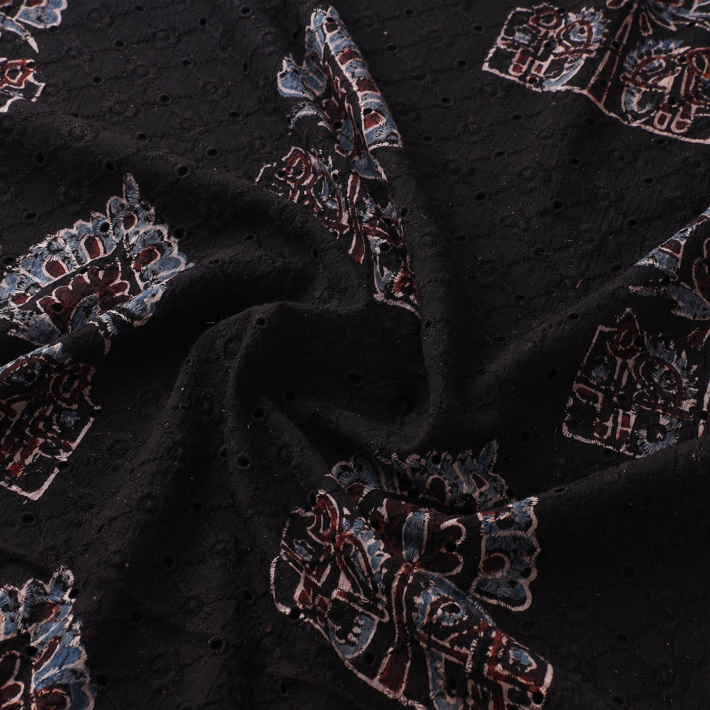 Hakoba Hand Block Ajrakh Print Natural Dyed Cotton Fabric 51