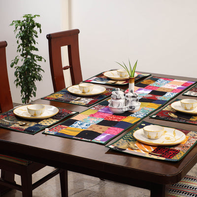 Multicolor - handcrafted cotton fusion table runner set