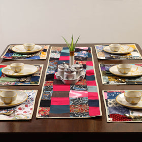 Multicolor - handcrafted cotton fusion table runner set