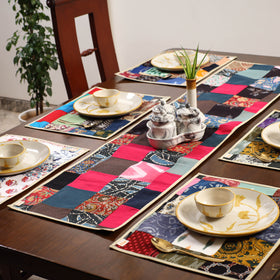 Multicolor - handcrafted cotton fusion table runner set