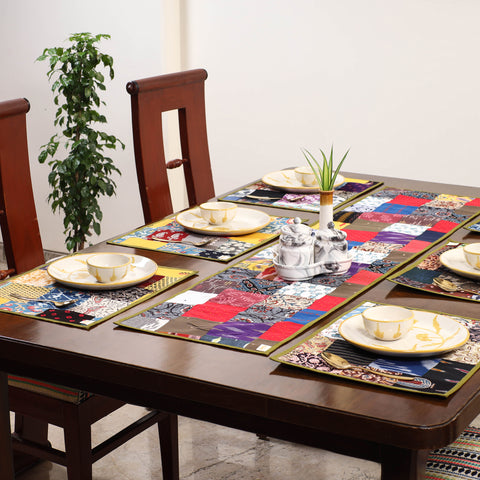 Multicolor - handcrafted cotton fusion table runner set