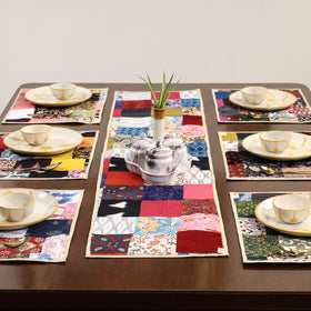 Multicolor - handcrafted cotton fusion table runner set