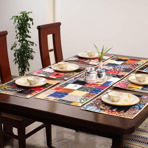Multicolor - handcrafted cotton fusion table runner set