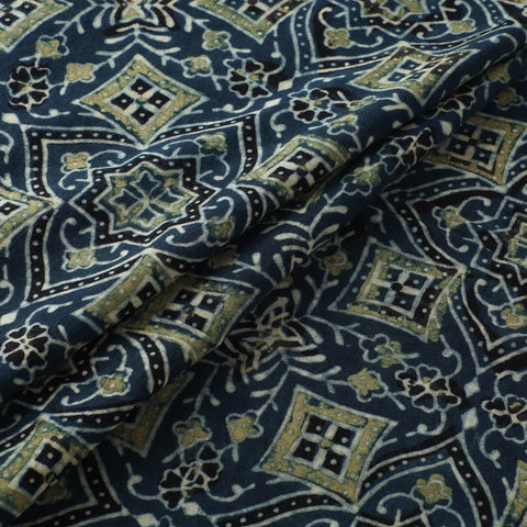 Blue - Ajrakh Hand Block Print Natural Dyed Cotton Fabric 01