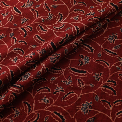 Maroon - Ajrakh Hand Block Print Natural Dyed Cotton Fabric 06