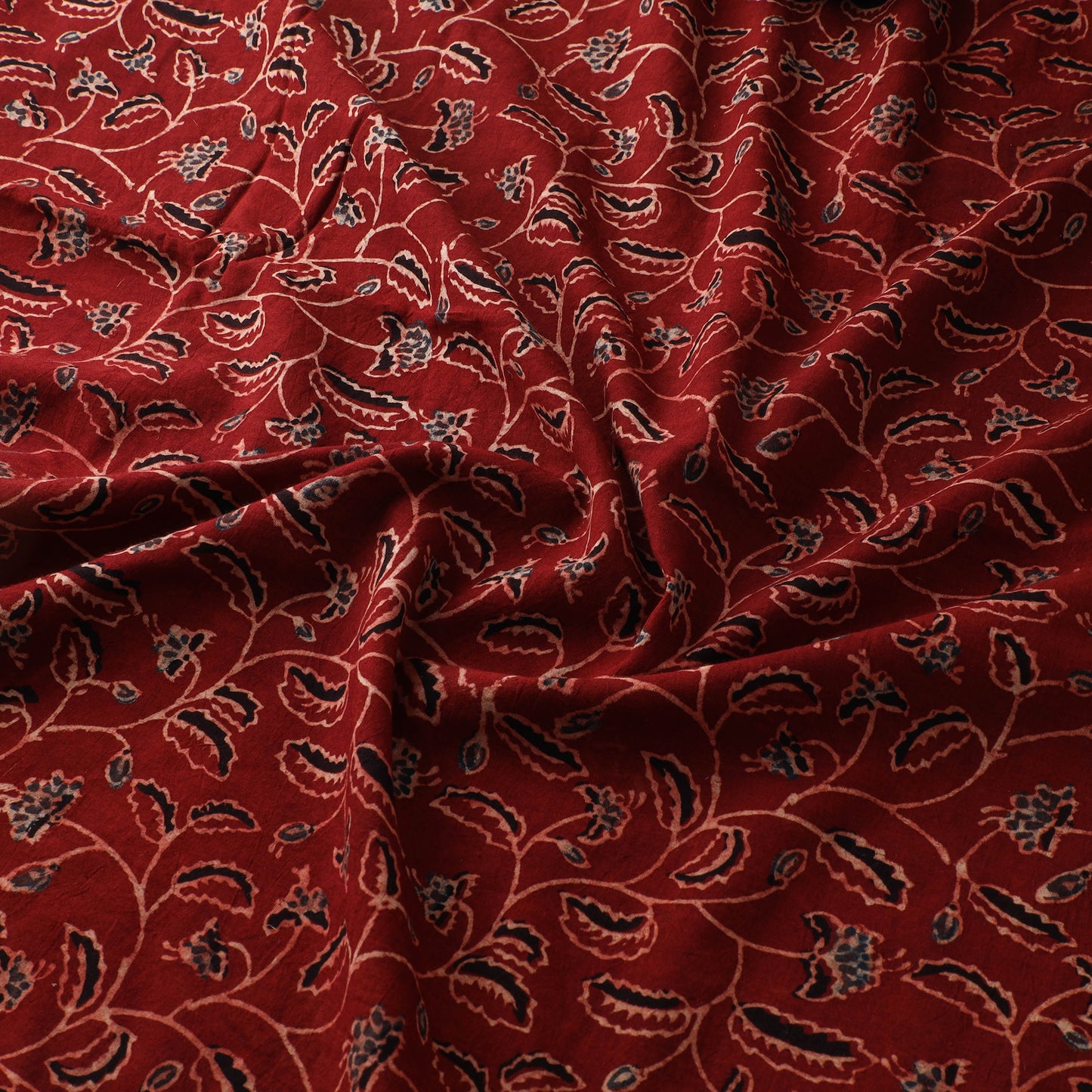 Maroon - Ajrakh Hand Block Print Natural Dyed Cotton Fabric 06