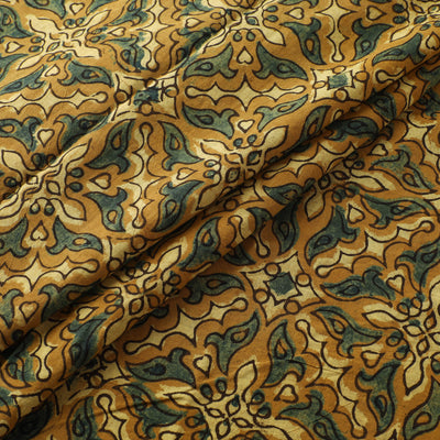 Yellow - Ajrakh Hand Block Print Natural Dyed Cotton Fabric 08