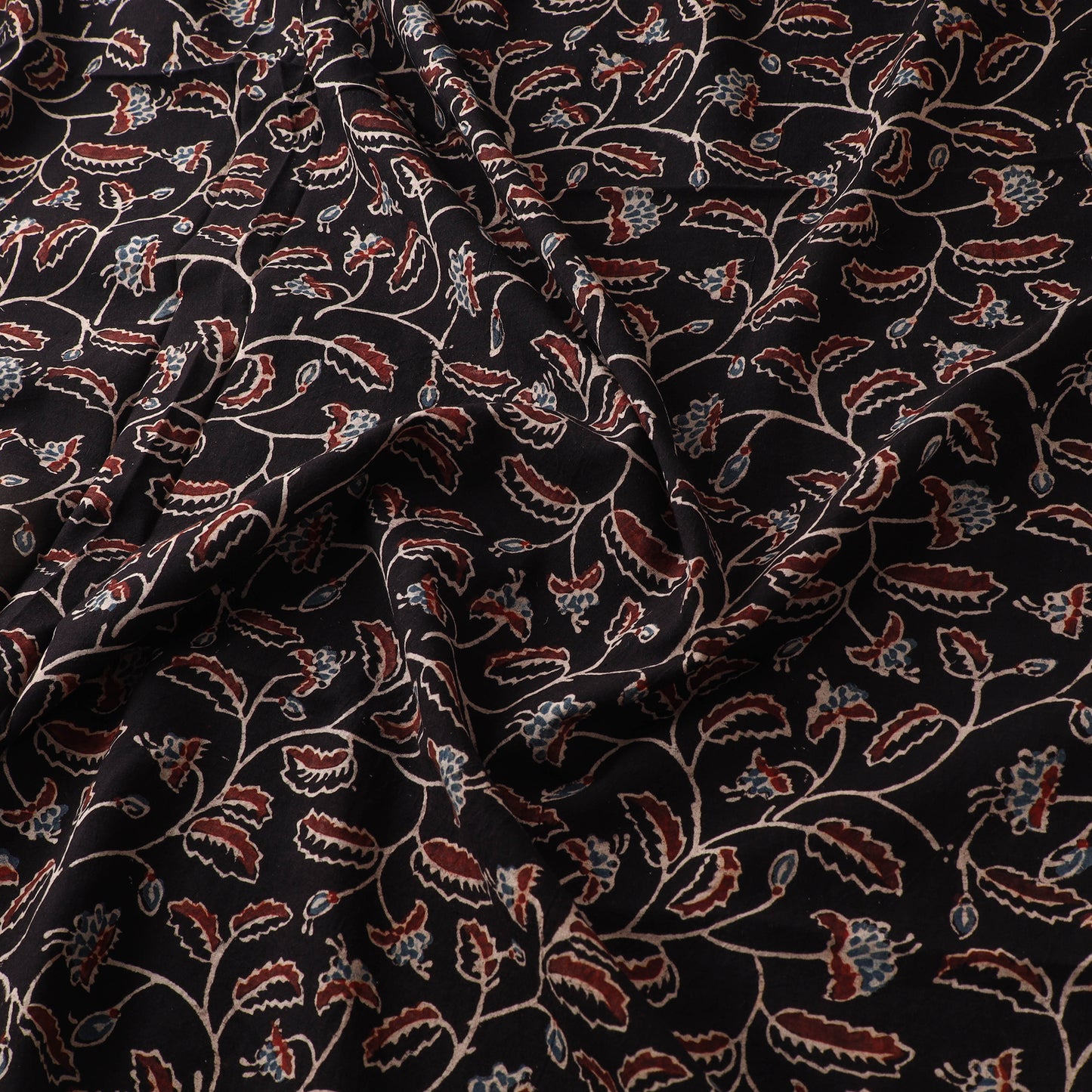 Black - Ajrakh Hand Block Print Natural Dyed Cotton Fabric 09