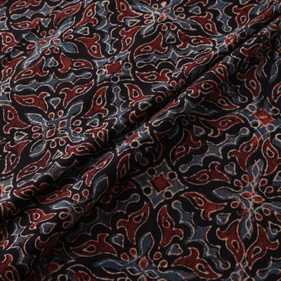 Black- Ajrakh Hand Block Print Natural Dyed Cotton Fabric 10
