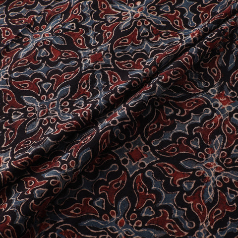 Black- Ajrakh Hand Block Print Natural Dyed Cotton Fabric 10