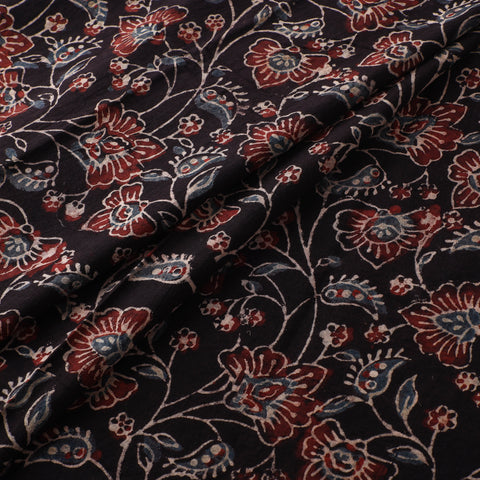 Black - Ajrakh Hand Block Print Natural Dyed Cotton Fabric 11