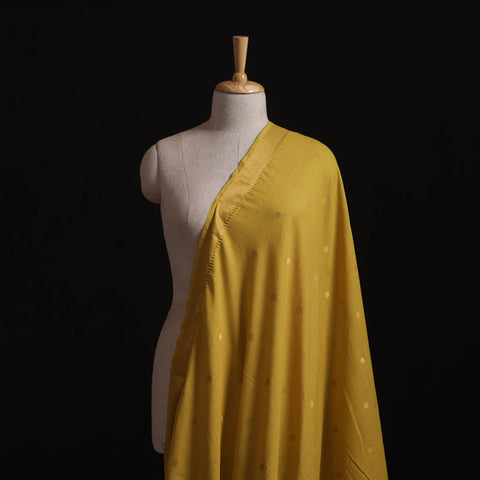 Yellow - Prewashed Cotton Jacquard Fabric with Zari Border 03