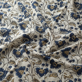 Beige - Ajrakh Hand Block Print Natural Dyed Cotton Fabric 17