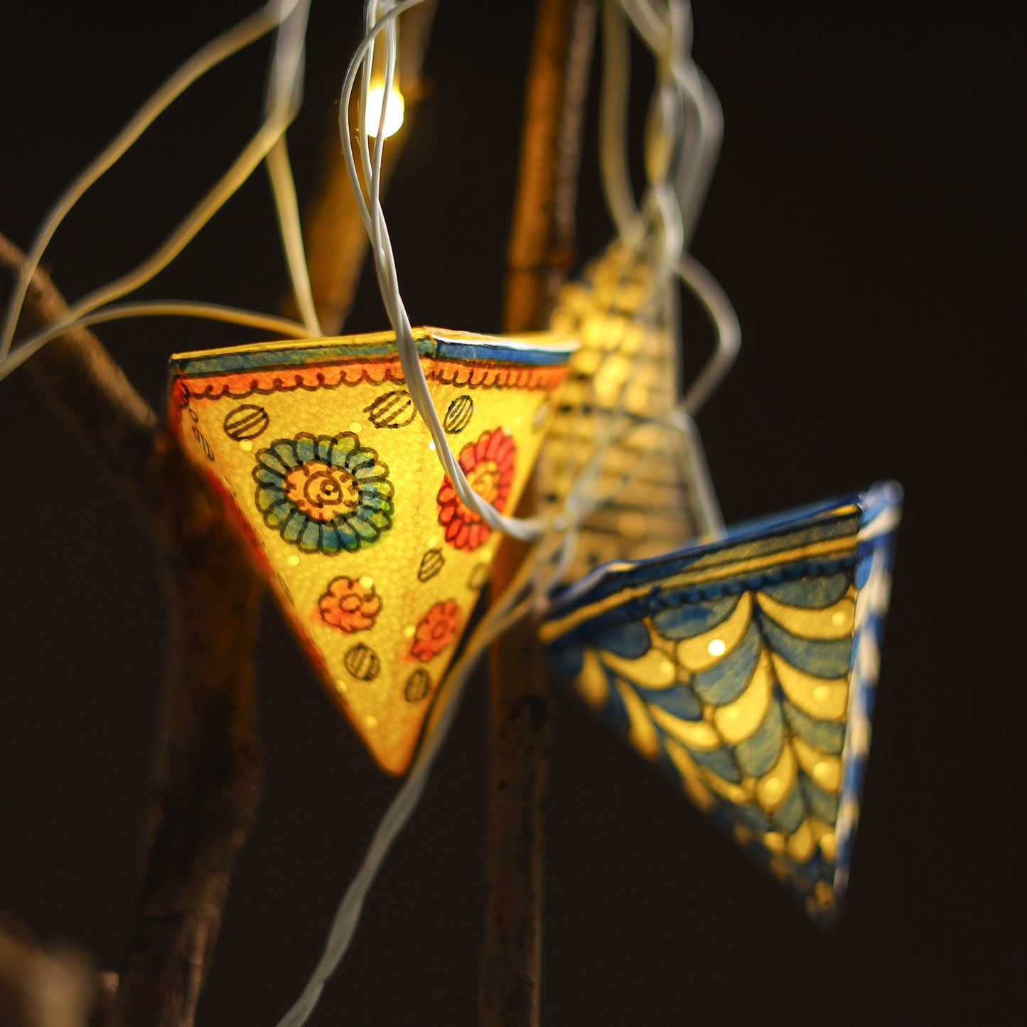 Handpainted Tholu Bommalata Leather Fairy Lights Cones