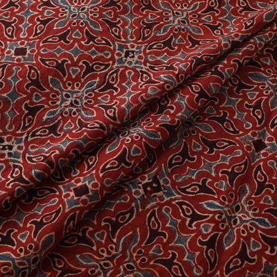Red - Ajrakh Hand Block Print Natural Dyed Cotton Fabric 19
