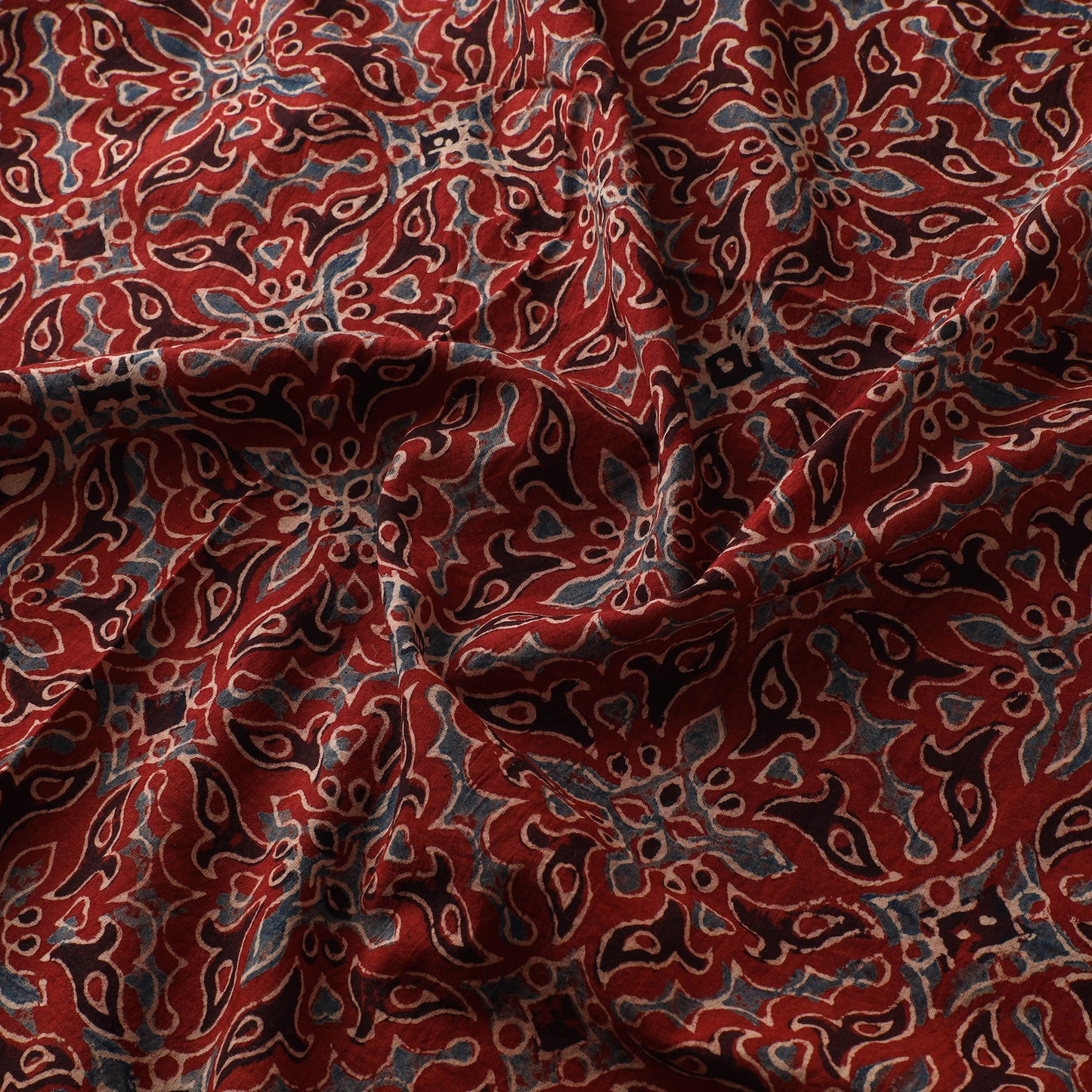 Red - Ajrakh Hand Block Print Natural Dyed Cotton Fabric 19