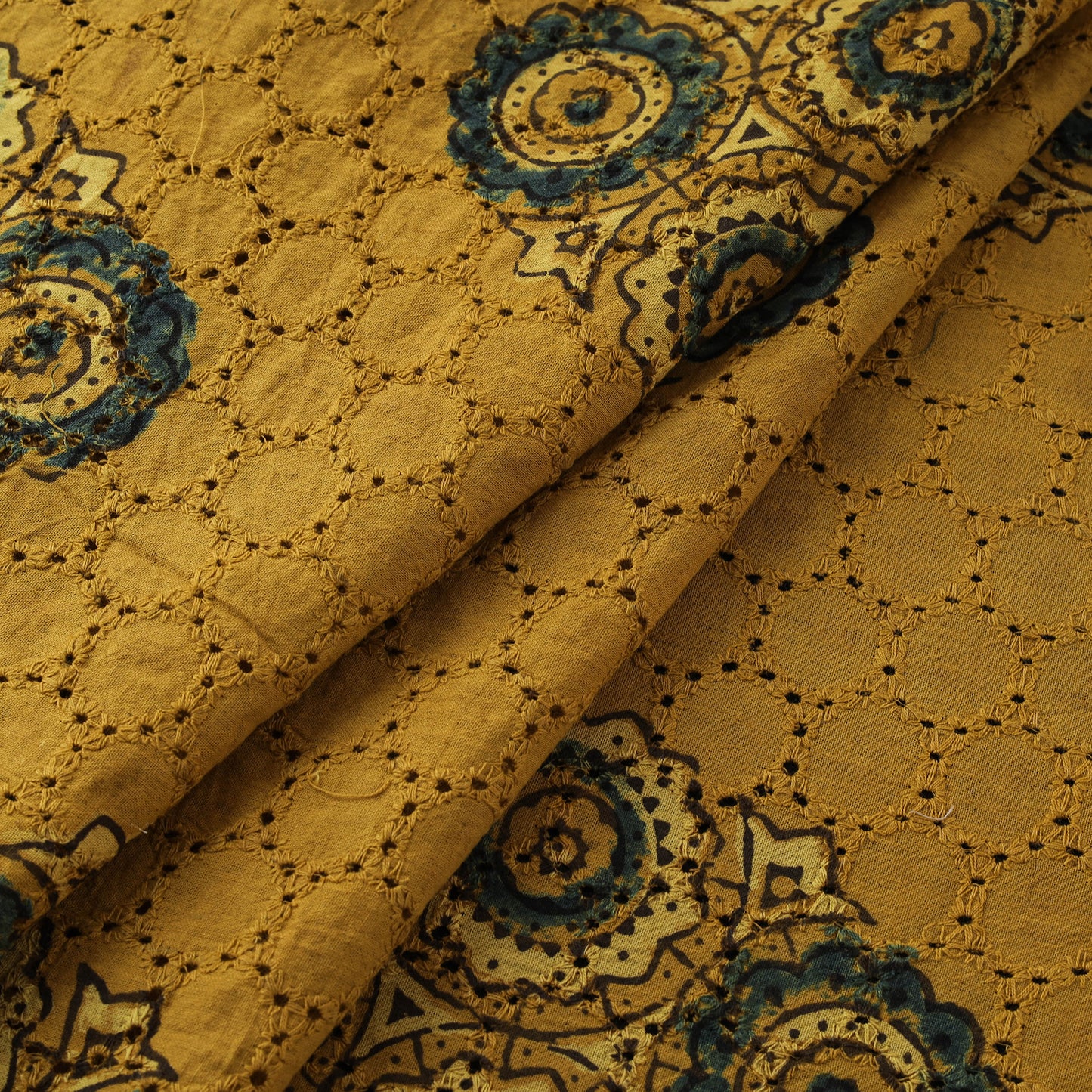 Ajrakh Hand Block Print Natural Dyed Cotton Hakoba Fabric 02