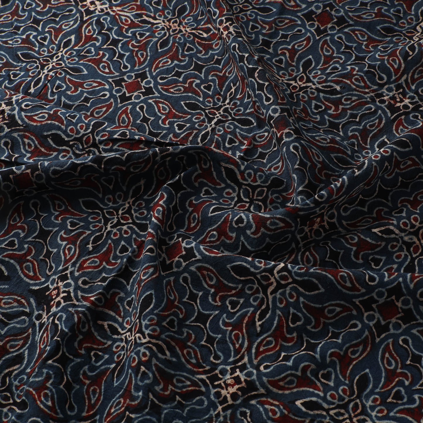 Blue - Ajrakh Hand Block Print Natural Dyed Cotton Fabric 20