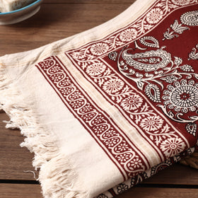 Red - Bagh Hand Block Printed Handloom Cotton Towel