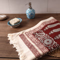 Red - Bagh Hand Block Printed Handloom Cotton Towel