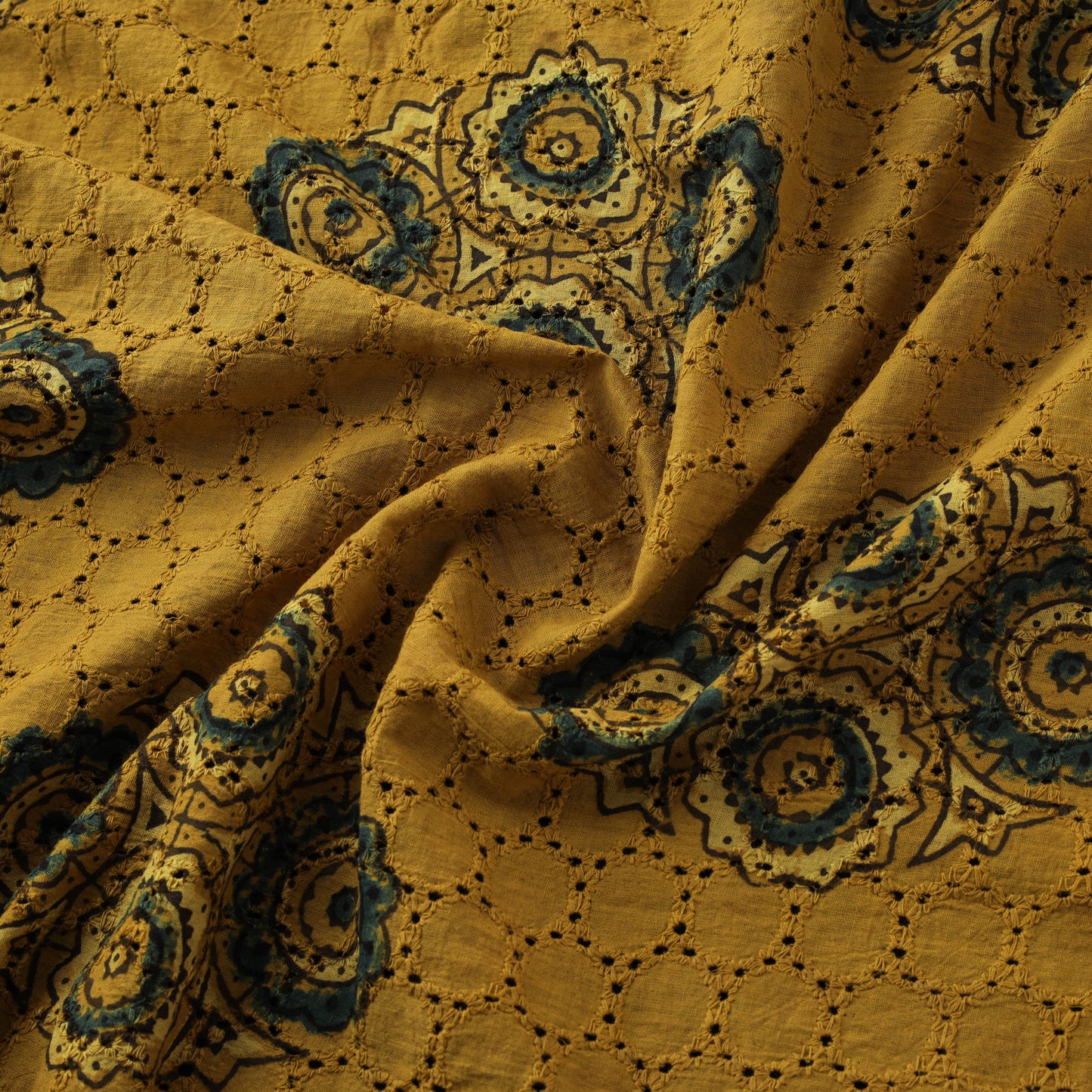 Ajrakh Hand Block Print Natural Dyed Cotton Hakoba Fabric 02