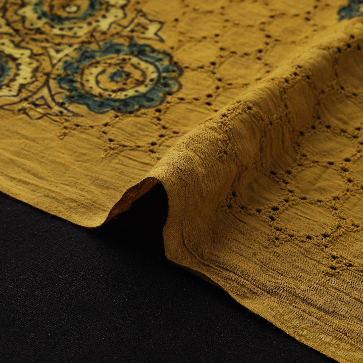 Ajrakh Hand Block Print Natural Dyed Cotton Hakoba Fabric 02