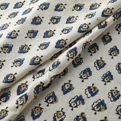 White - Ajrakh Hand Block Print Natural Dyed Cotton Fabric 22