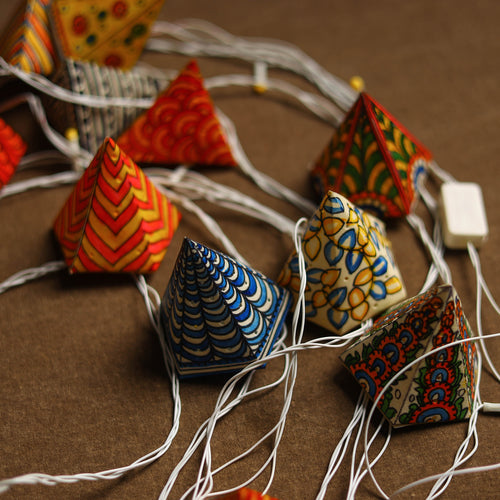 Handpainted Tholu Bommalata Leather Fairy Lights Cones