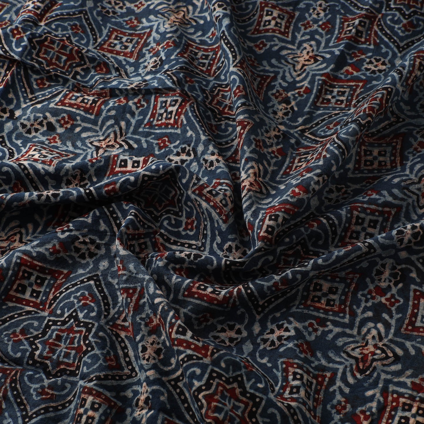 Blue - Ajrakh Hand Block Print Natural Dyed Cotton Fabric 27