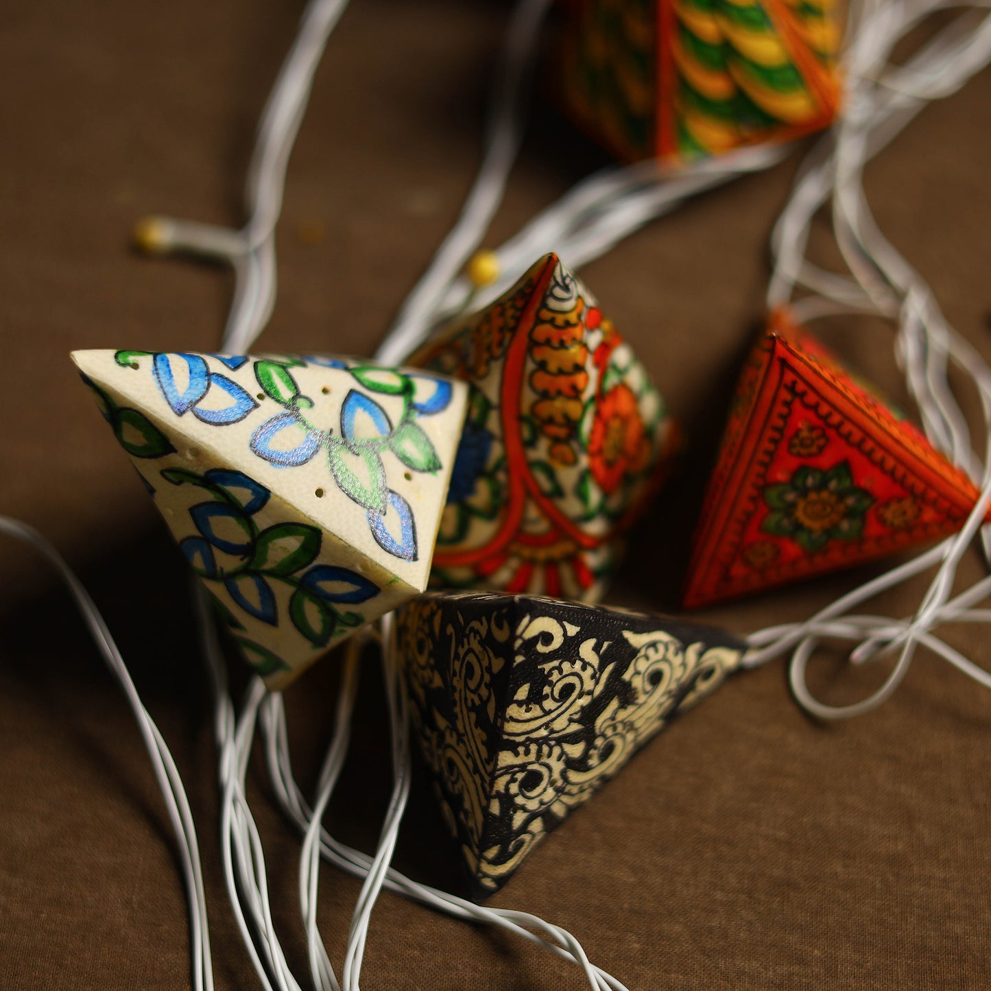 Handpainted Tholu Bommalata Leather Fairy Lights Cones