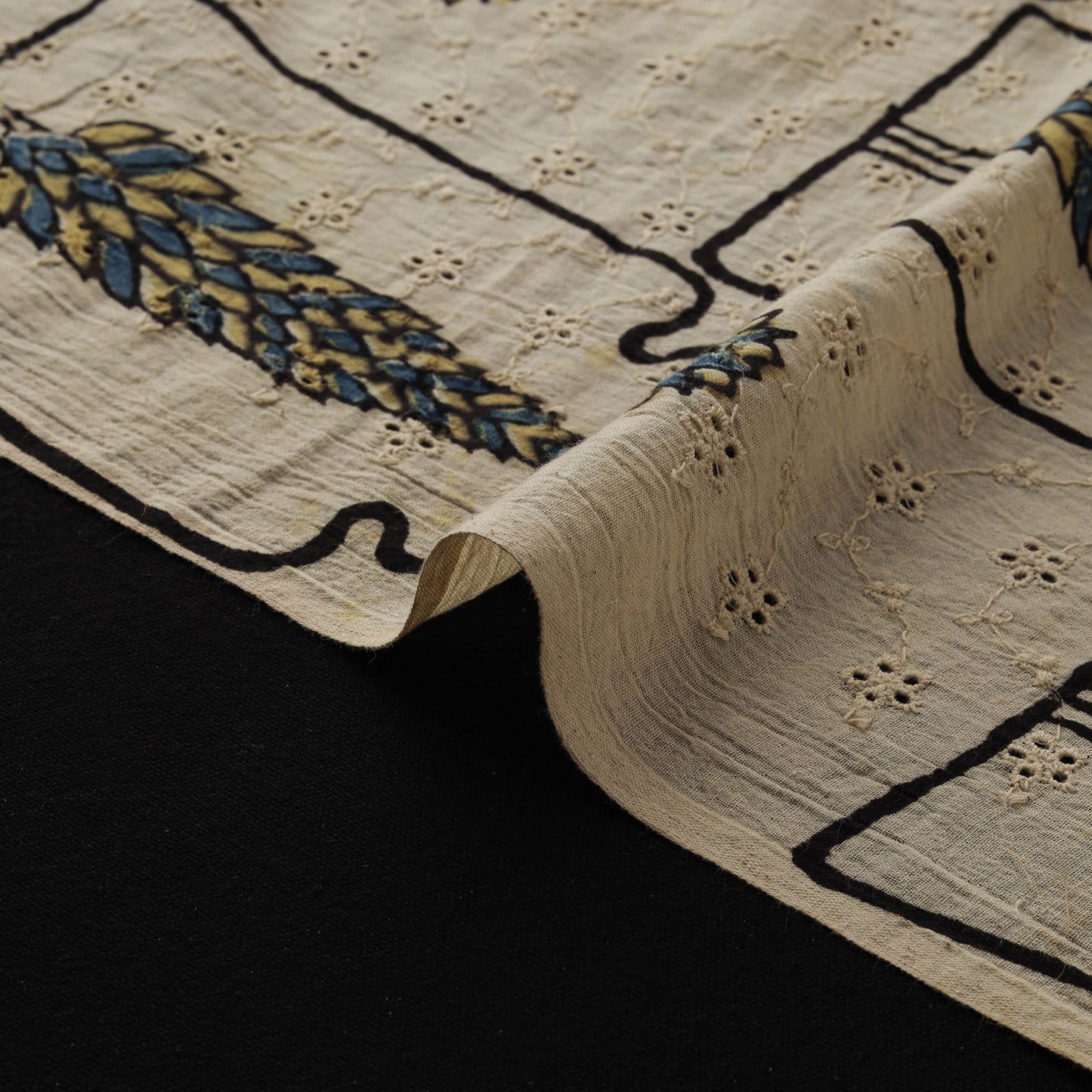Ajrakh Hand Block Print Natural Dyed Cotton Hakoba Fabric 06