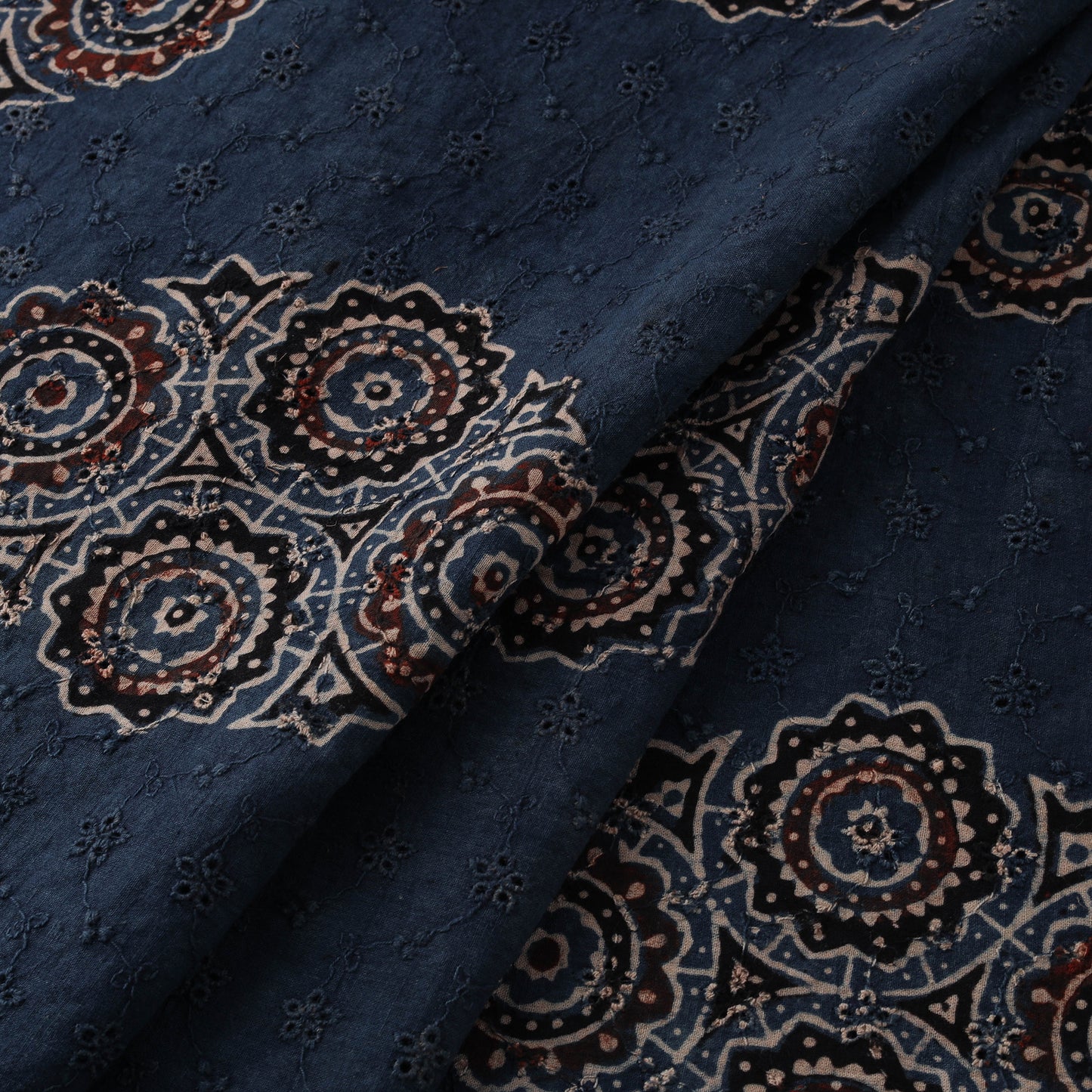 Ajrakh Hand Block Print Natural Dyed Cotton Hakoba Fabric 07