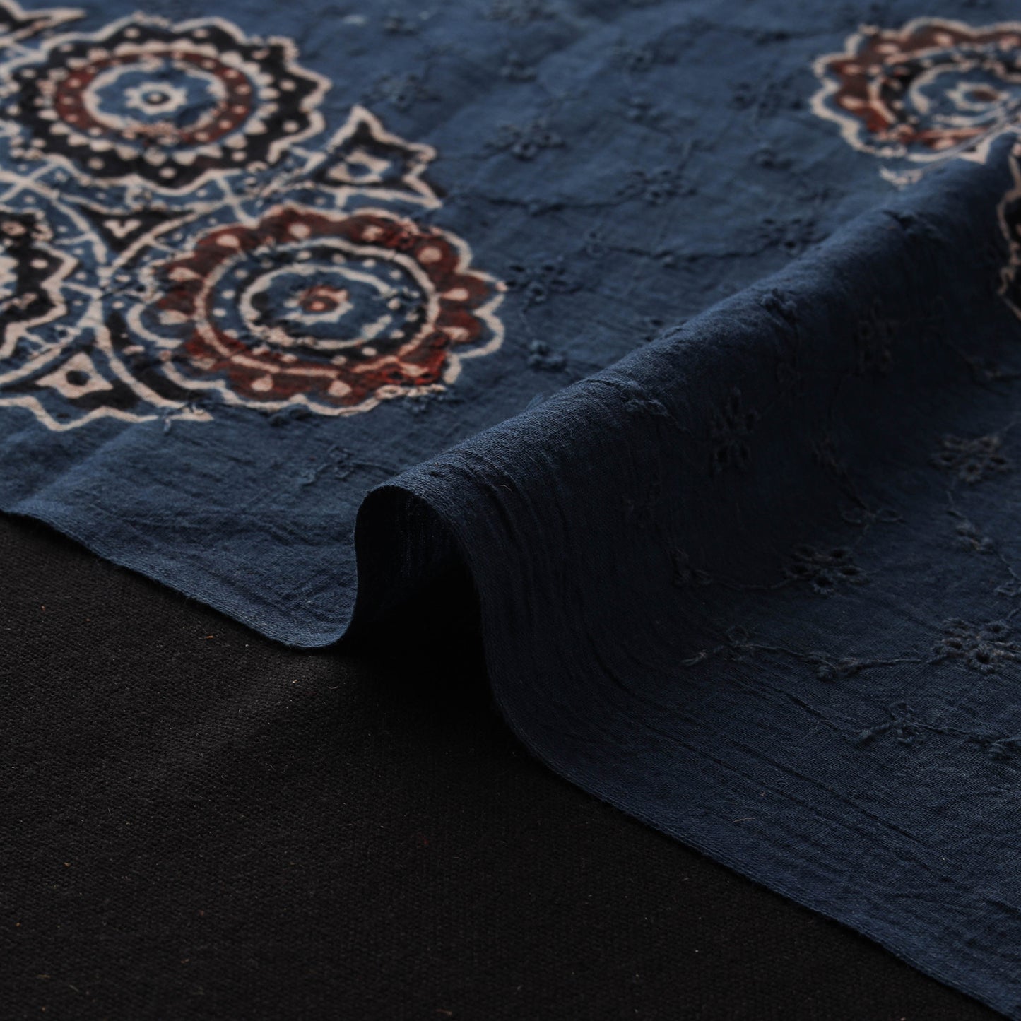 Ajrakh Hand Block Print Natural Dyed Cotton Hakoba Fabric 07