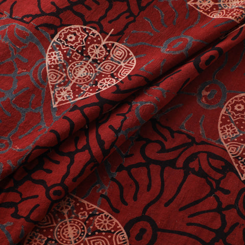 Red - Ajrakh Hand Block Print Natural Dyed Cotton Fabric 31