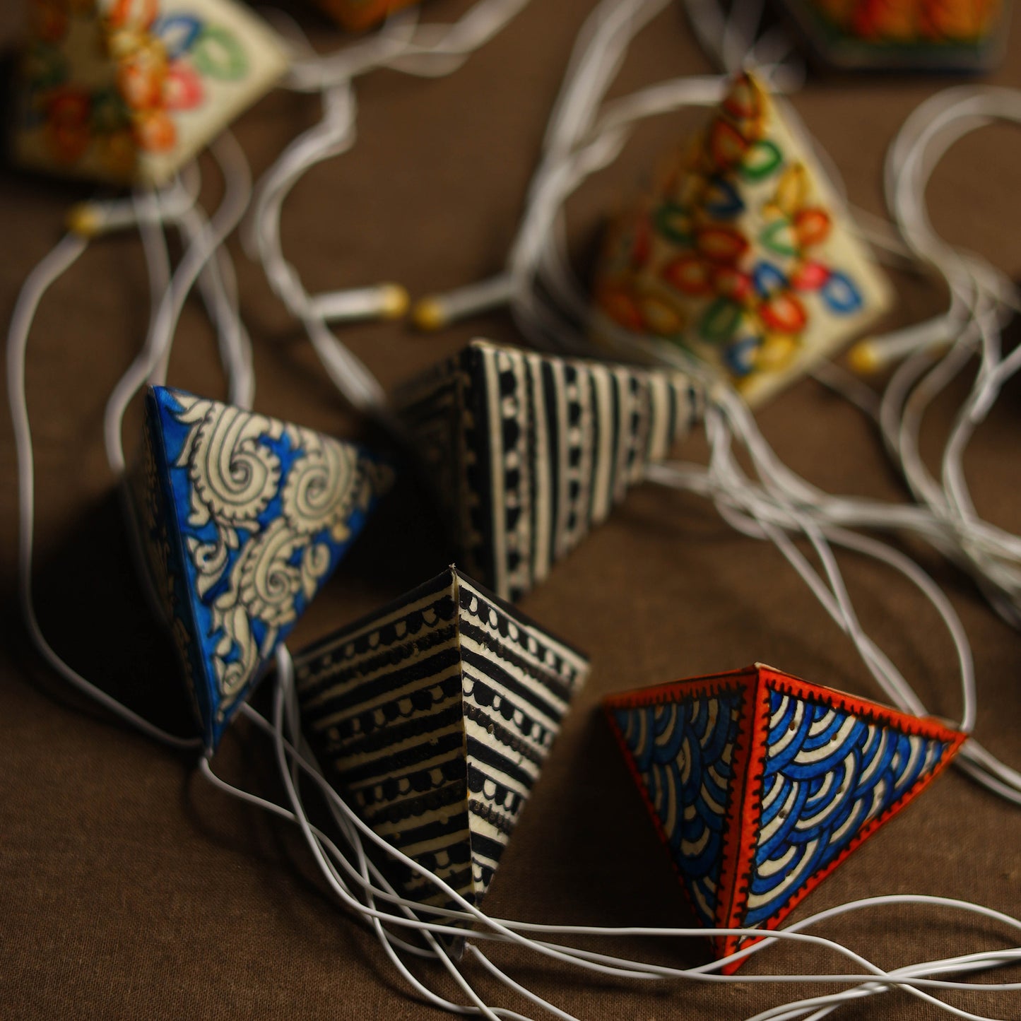 Handpainted Tholu Bommalata Leather Fairy Lights Cones