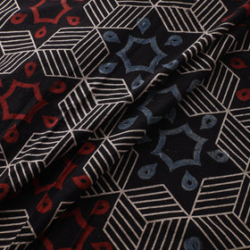 Black - Ajrakh Hand Block Print Natural Dyed Cotton Fabric 32