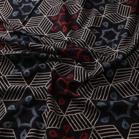 Black - Ajrakh Hand Block Print Natural Dyed Cotton Fabric 32