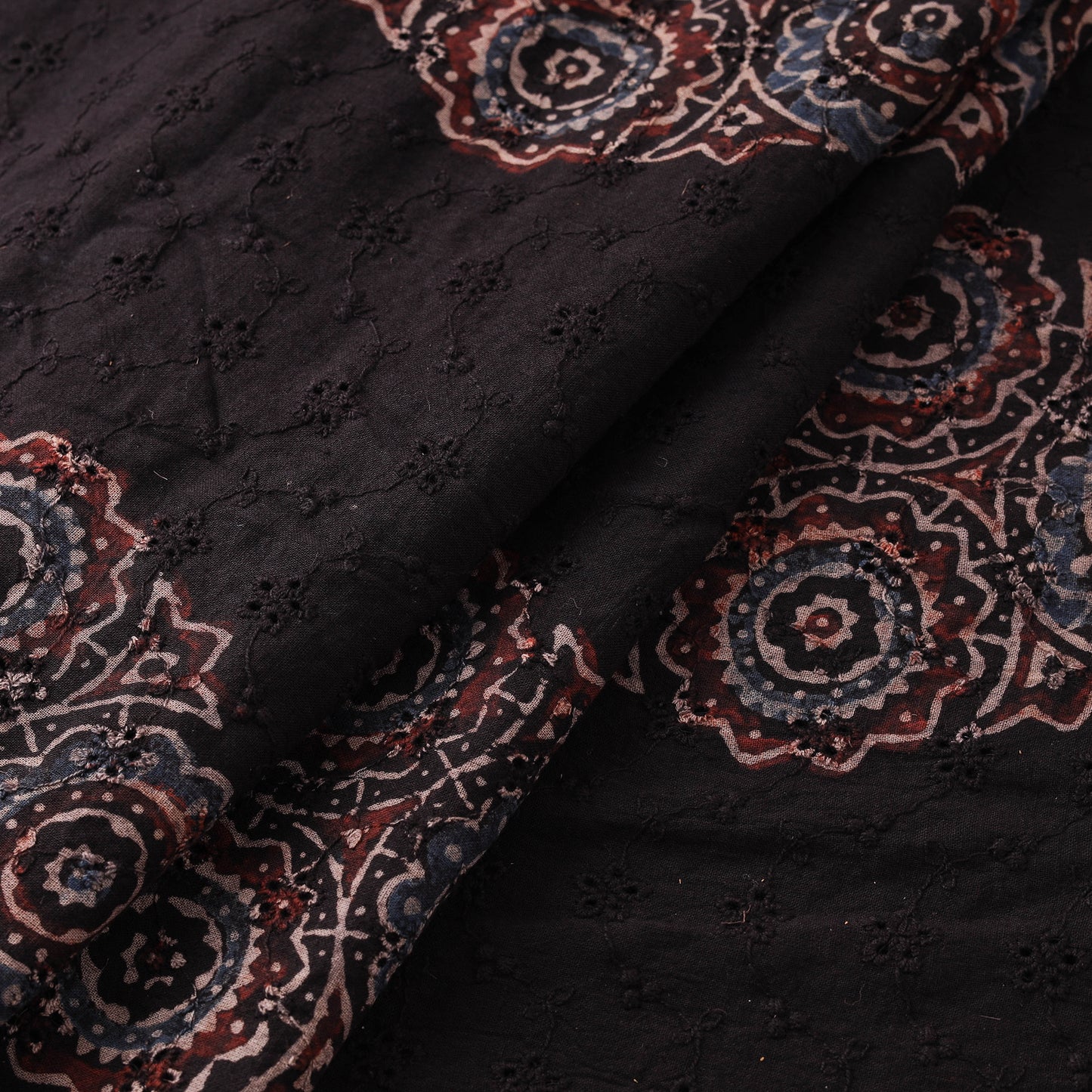 Ajrakh Hand Block Print Natural Dyed Cotton Hakoba Fabric 09
