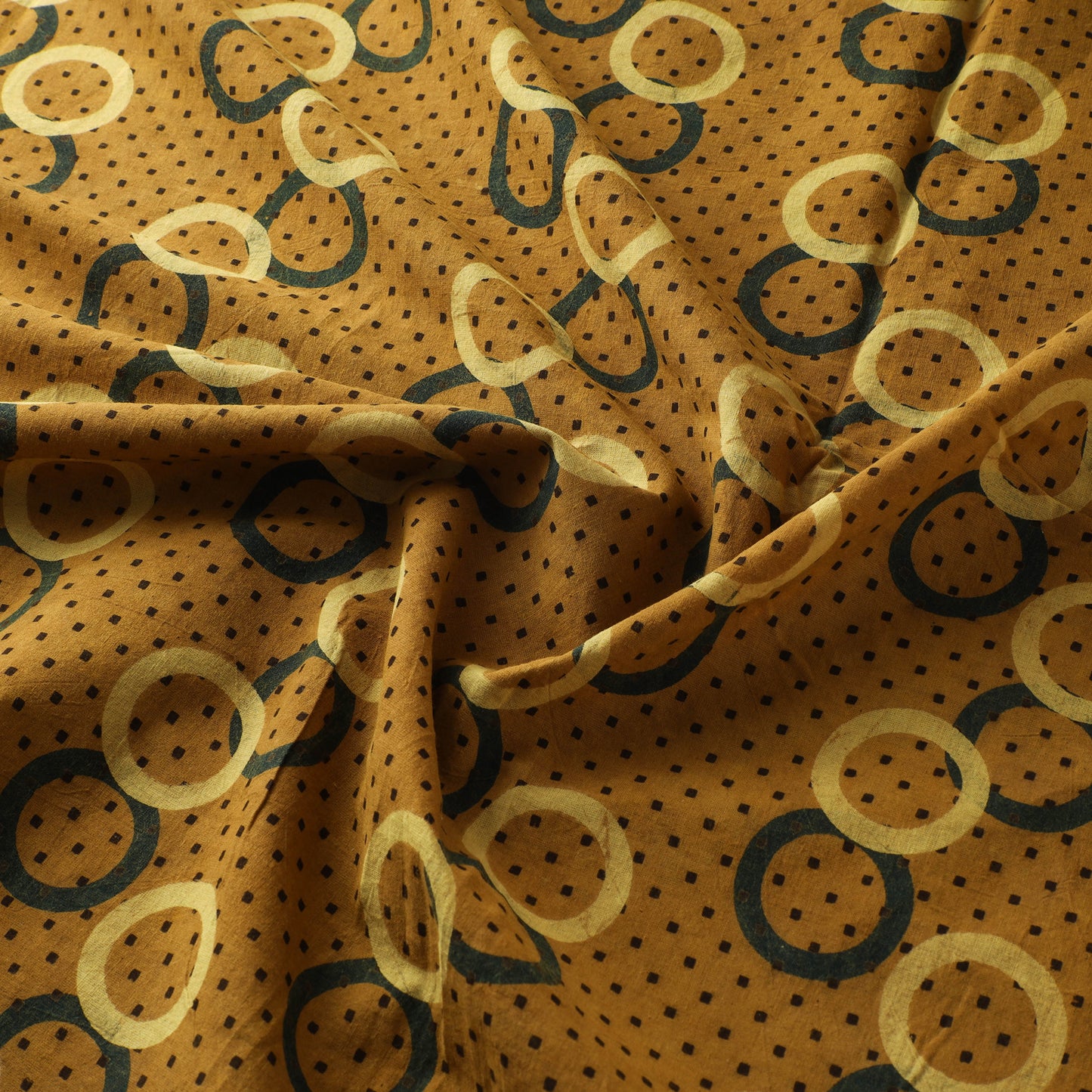 Yellow - Ajrakh Hand Block Print Natural Dyed Cotton Fabric 36