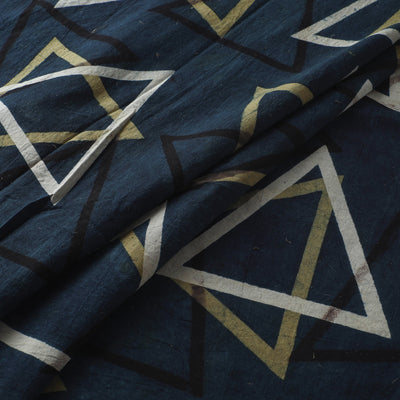 Blue - Ajrakh Hand Block Print Natural Dyed Cotton Fabric 40