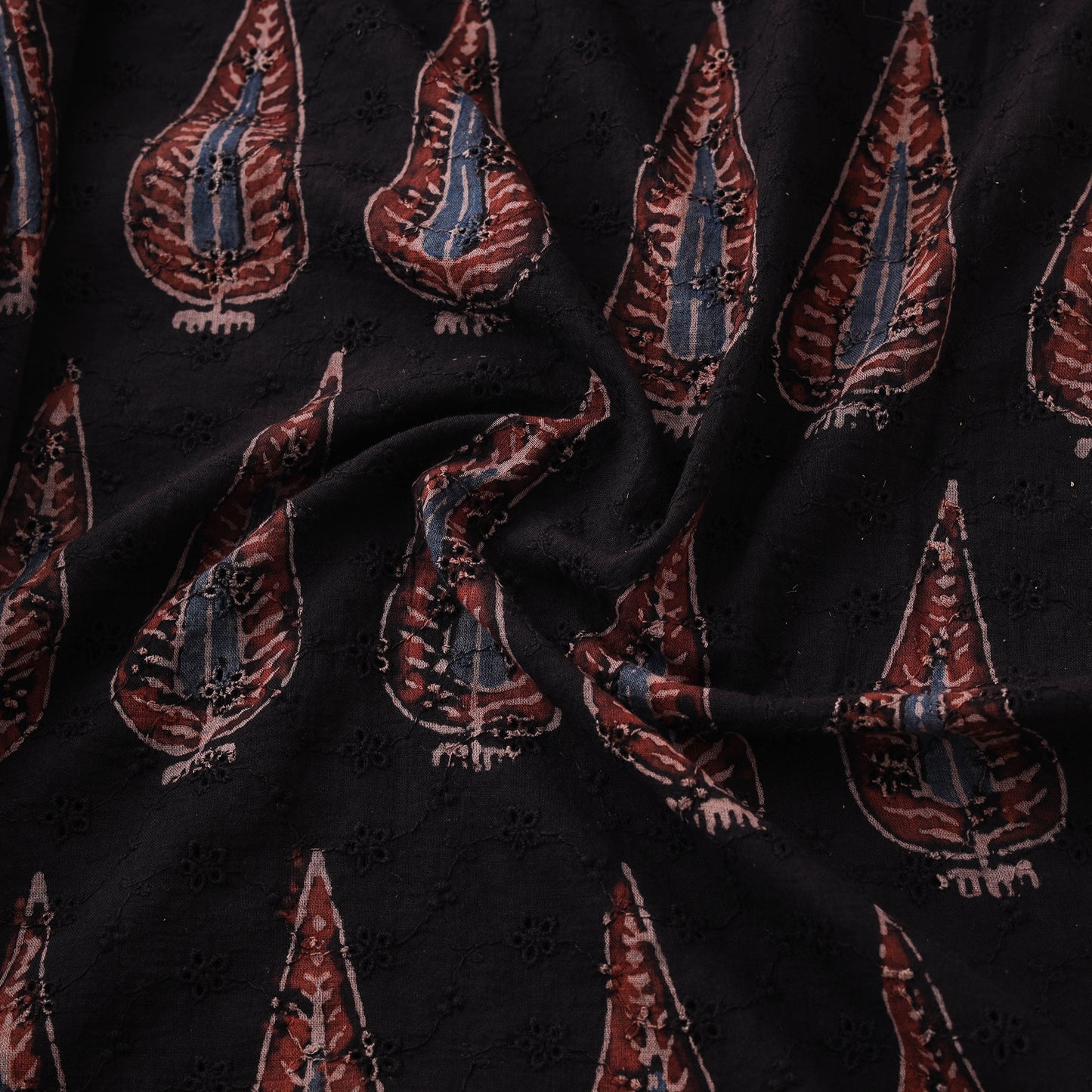 Ajrakh Hand Block Print Natural Dyed Cotton Hakoba Fabric 11