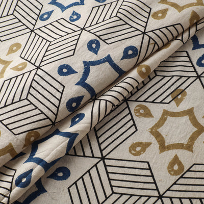 white - Ajrakh Hand Block Print Natural Dyed Cotton Fabric 41