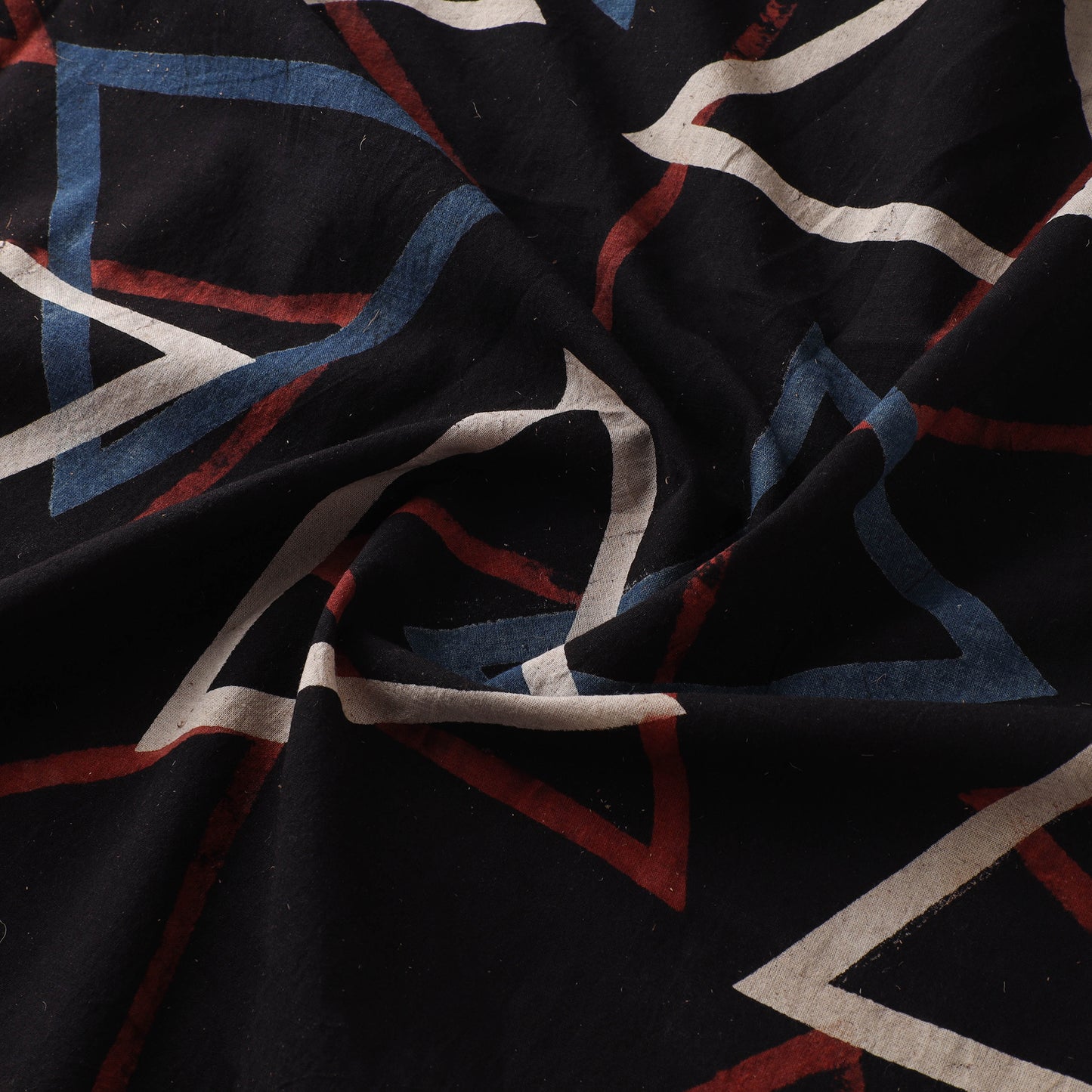Black - Ajrakh Hand Block Print Natural Dyed Cotton Fabric 42