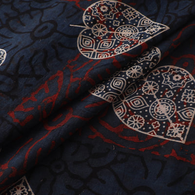 Blue - Ajrakh Hand Block Print Natural Dyed Cotton Fabric 43