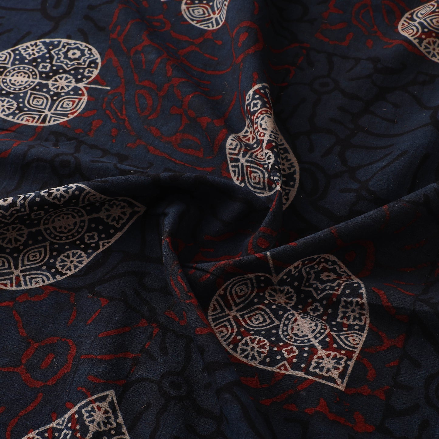 Blue - Ajrakh Hand Block Print Natural Dyed Cotton Fabric 43